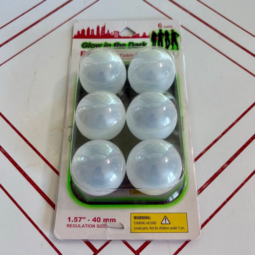Jacent Red Jr Glow in Dark Table Tennis Balls Sealed NOS Pack of 6